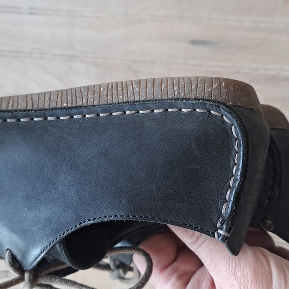 Clarks Janey Mae Blk Leather Oxford Flats  Gum Sole Lace Up Comfort Lightweight - Picture 10 of 11